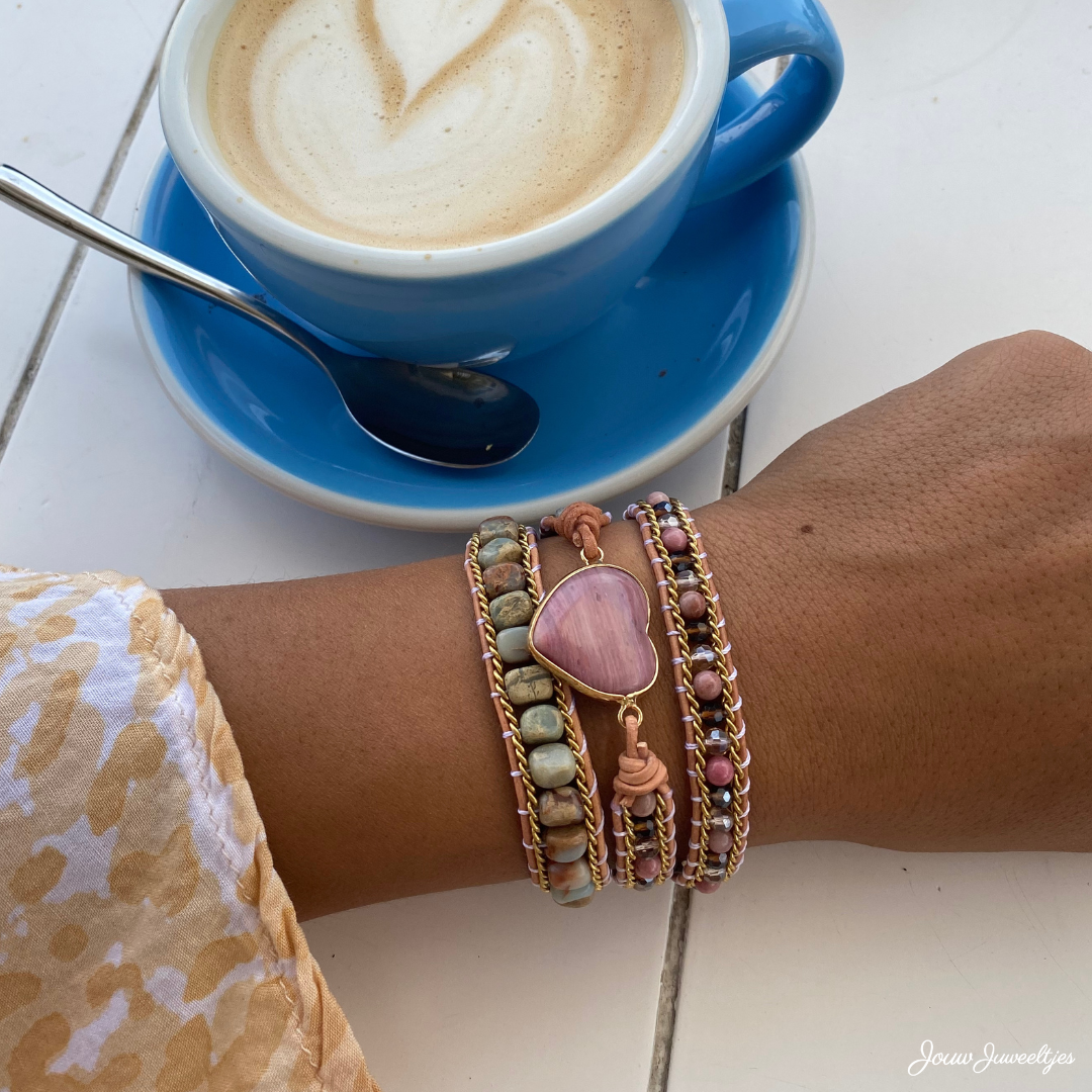 MotherCare™ Healing Heart Rose Quartz Charm Bracelet