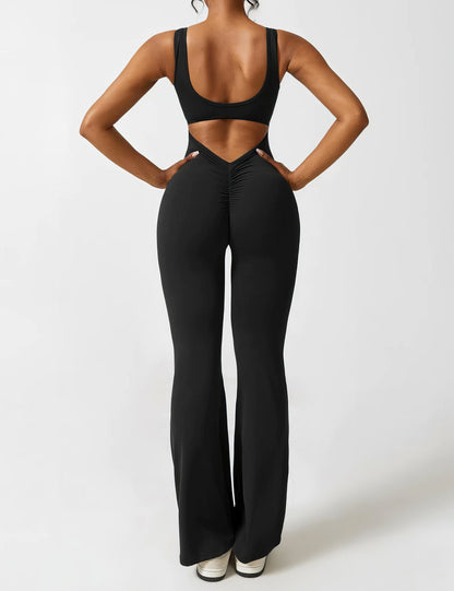 V-Back Flared Jumpsuit