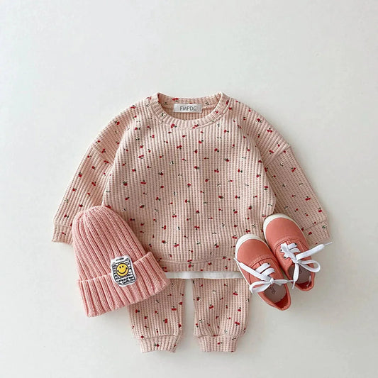 Baby Girl Waffle Cotton Set