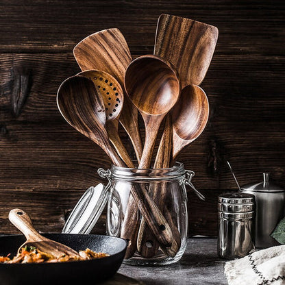 Teak Wooden Kitchen Utensils Set