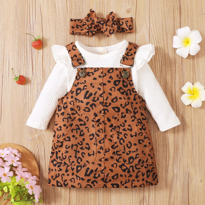 Baby Girl Suspender Skirt Leopard Print