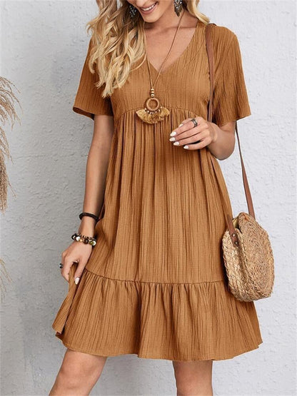 Retro V-neck loose everyday dress