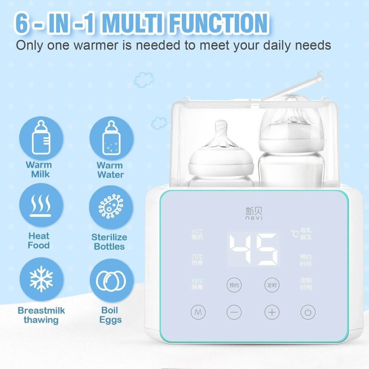 6 in 1 Function Baby Bottle Warmer & Sterilizer