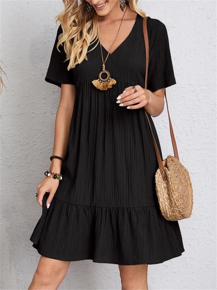 Retro V-neck loose everyday dress