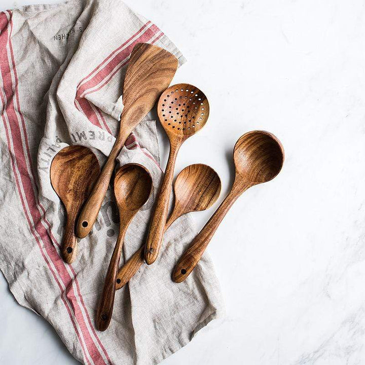 Teak Wooden Kitchen Utensils Set