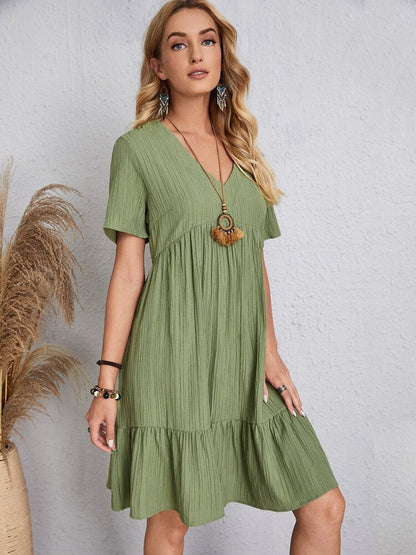 Retro V-neck loose everyday dress