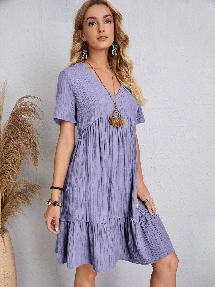 Retro V-neck loose everyday dress