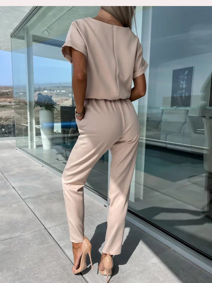 REESE - ELEGANT JUMPSUIT WITH SHORT SLEEVES AND BELT