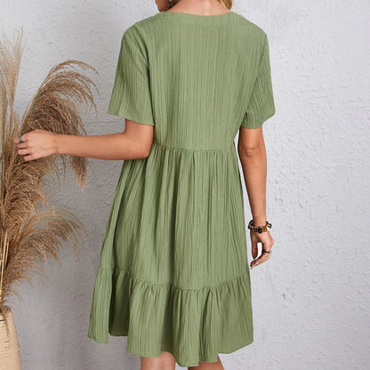 Retro V-neck loose everyday dress