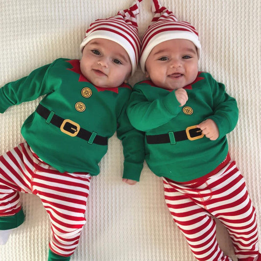 Baby Christmas Romper Pant Hat Outfits