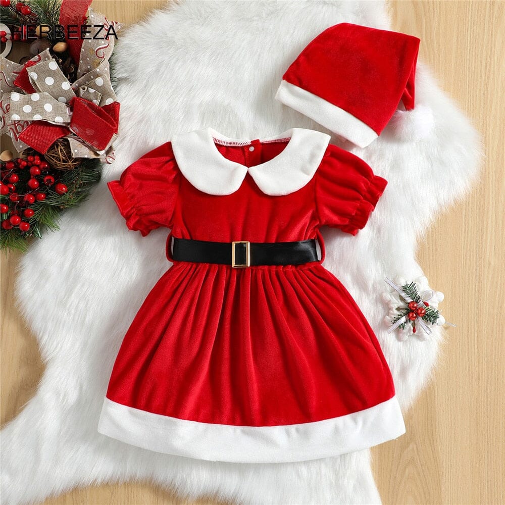 Christmas Festive Baby Dress & Cap