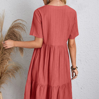 Retro V-neck loose everyday dress