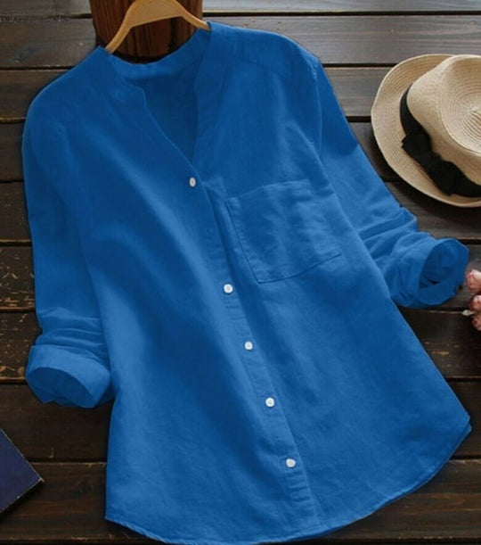 Long-sleeved shirt in linen