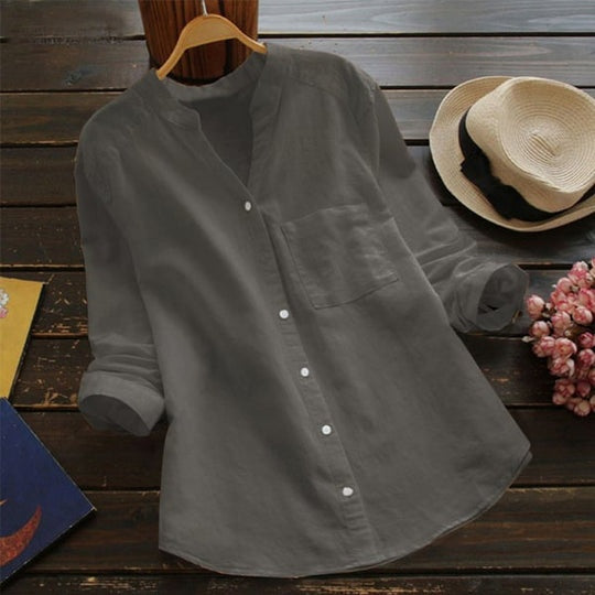 Long-sleeved shirt in linen