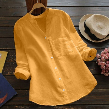 Long-sleeved shirt in linen