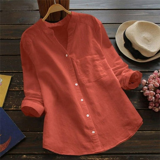 Long-sleeved shirt in linen