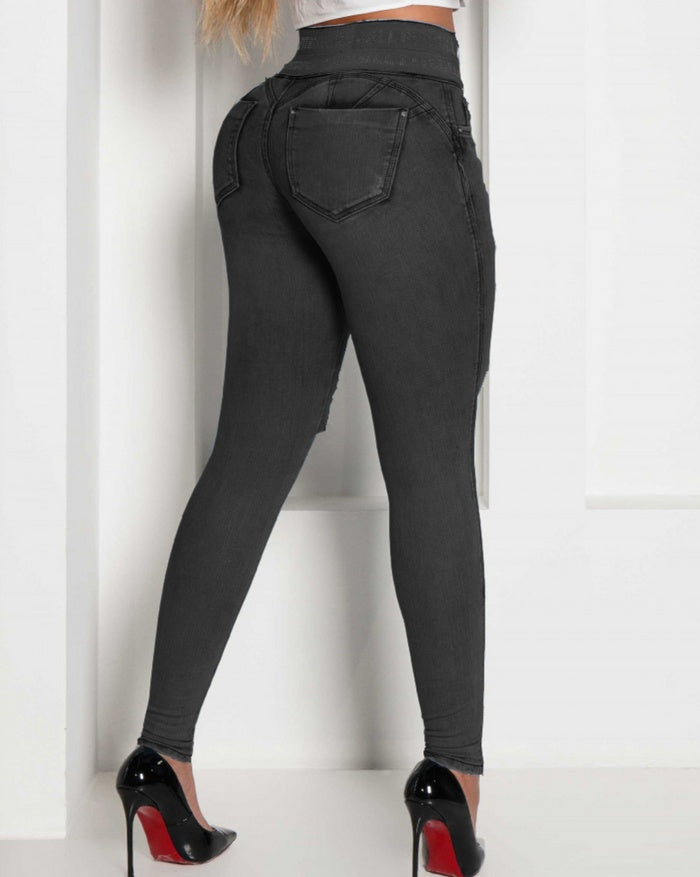 SculptFit™ High-Waisted Butt-Lifting Skinny Ripped Jeans