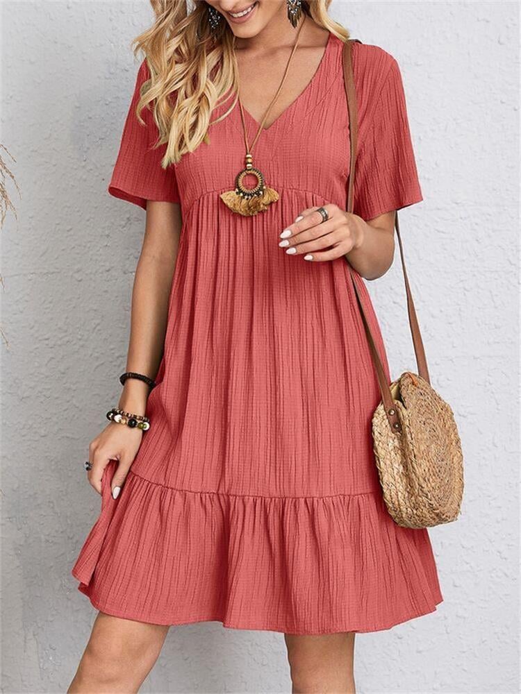 Retro V-neck loose everyday dress