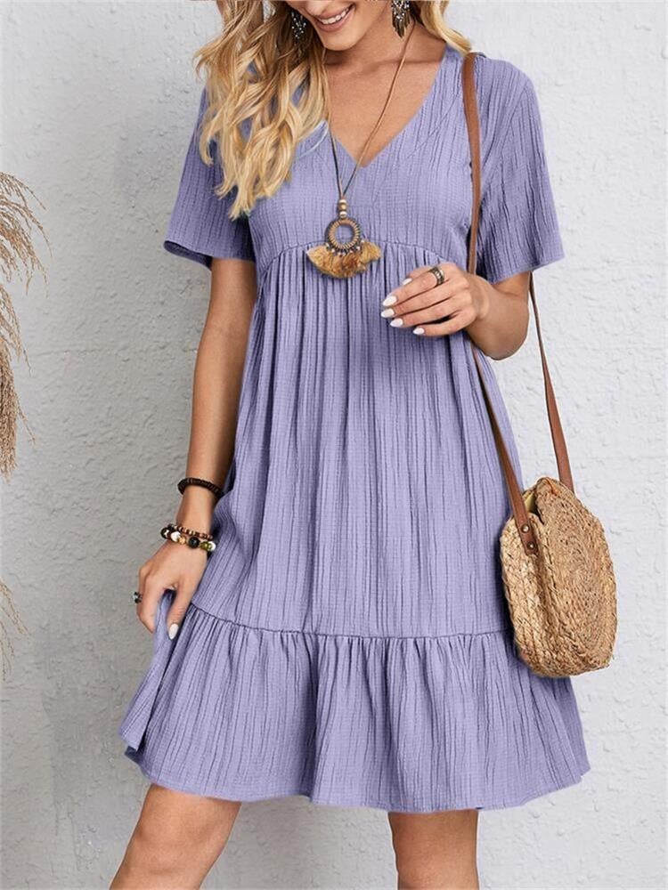 Retro V-neck loose everyday dress