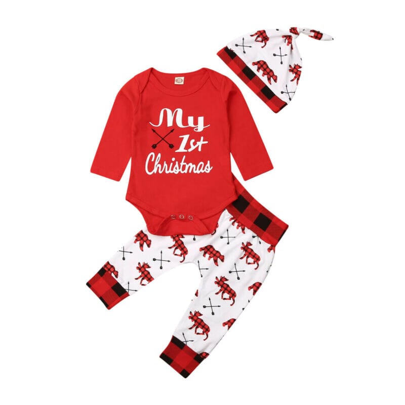 Christmas Letter Romper Pant & Hat