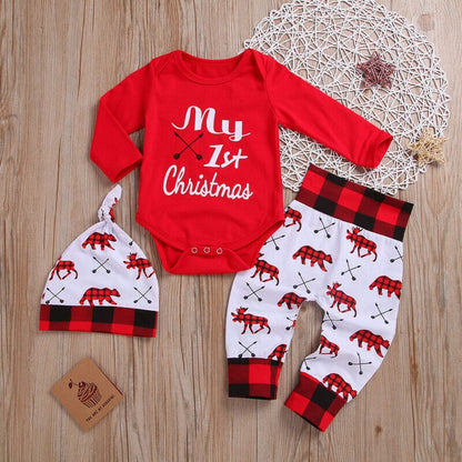 Christmas Letter Romper Pant & Hat