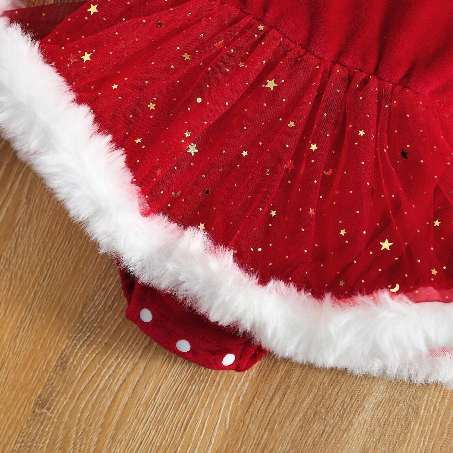 Baby Christmas Velvet Ruffle Romper