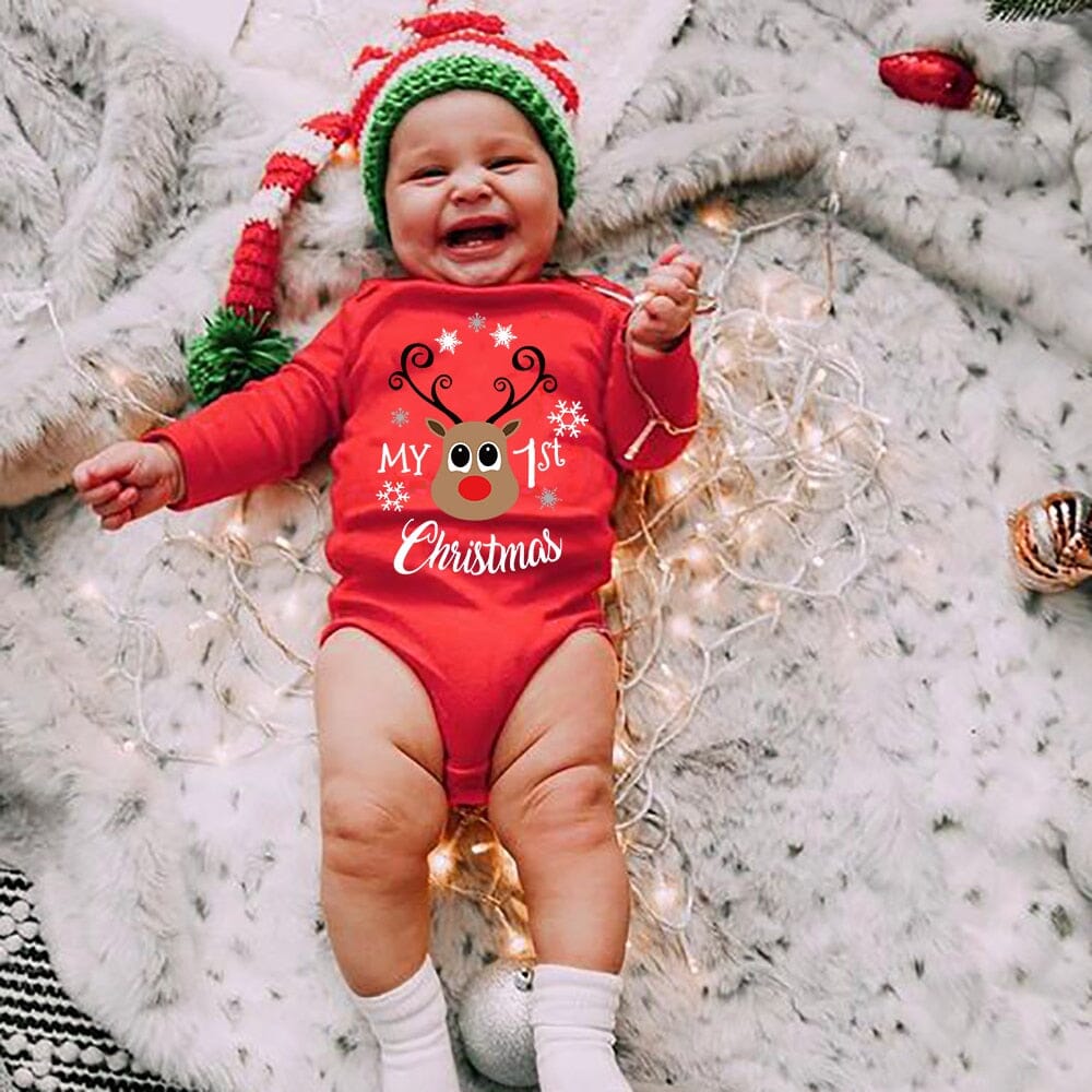 Red Christmas Baby Bodysuits