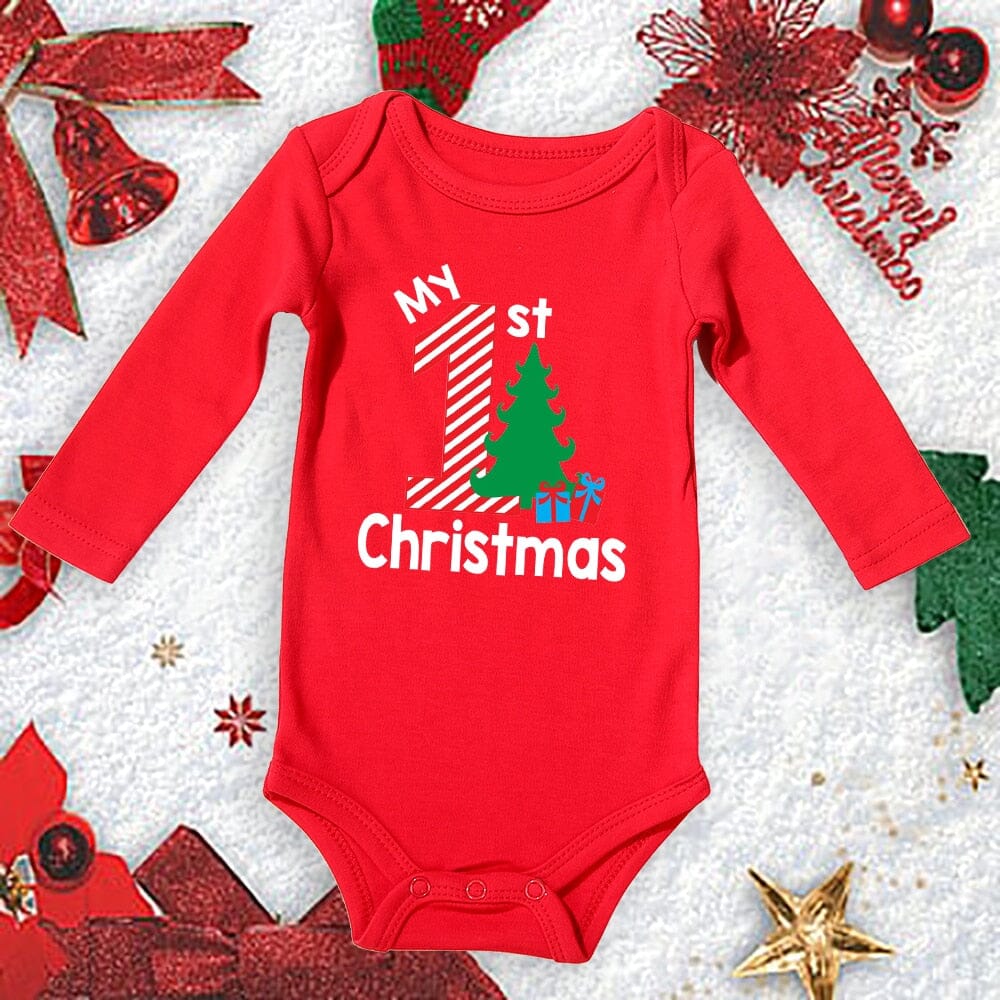 Red Christmas Baby Bodysuits