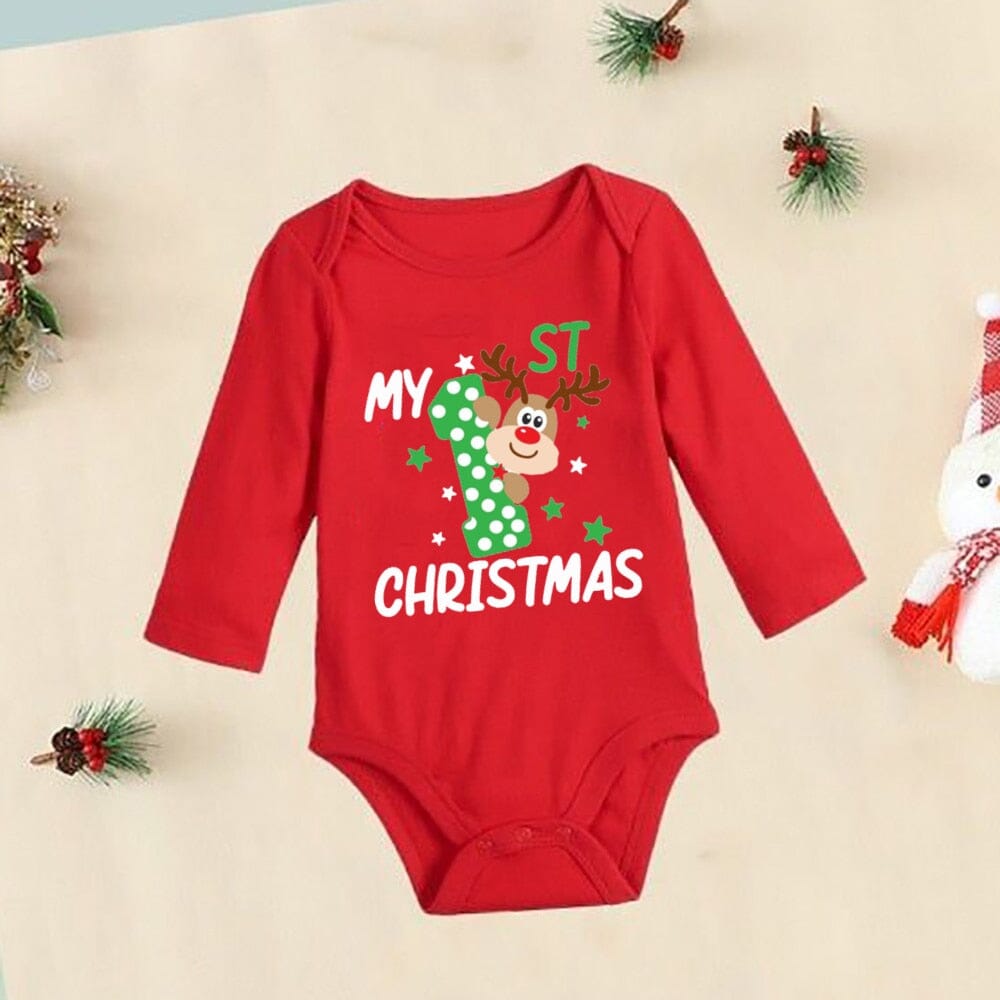 Red Christmas Baby Bodysuits