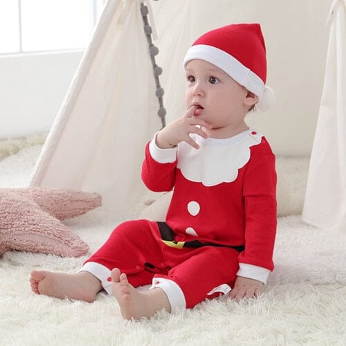 Christmas Long Sleeve Baby Jumpsuit & Hat Set