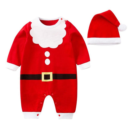 Christmas Long Sleeve Baby Jumpsuit & Hat Set