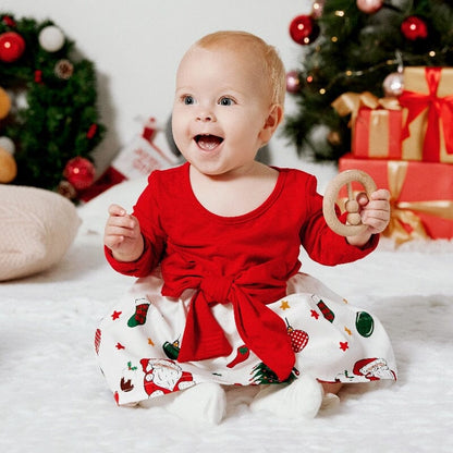 Christmas Baby Long-sleeve Bow Dress