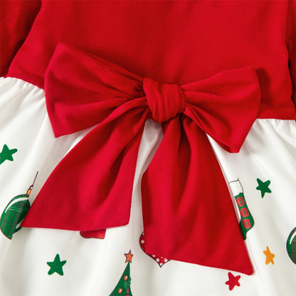 Christmas Baby Long-sleeve Bow Dress