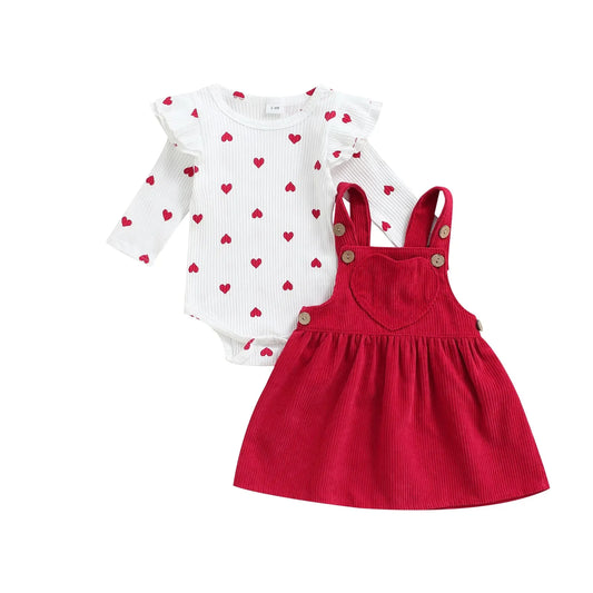 Baby Girl Red Suspender Skirt