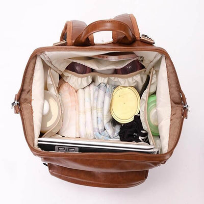 Vegan Leather Diaper Bag Backpack