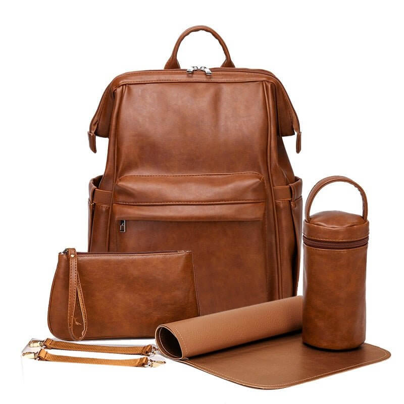 Vegan Leather Diaper Bag Backpack